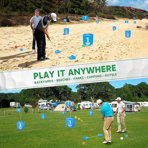 TOY Life Golf Bucket Game Golf Practice Game, Golf Chipping Game for Adults Family Kids Outdoor Indoor Backyard Golf Game PAR 3 Golf Game Golf Gifts for Adults Beach Games for Adults