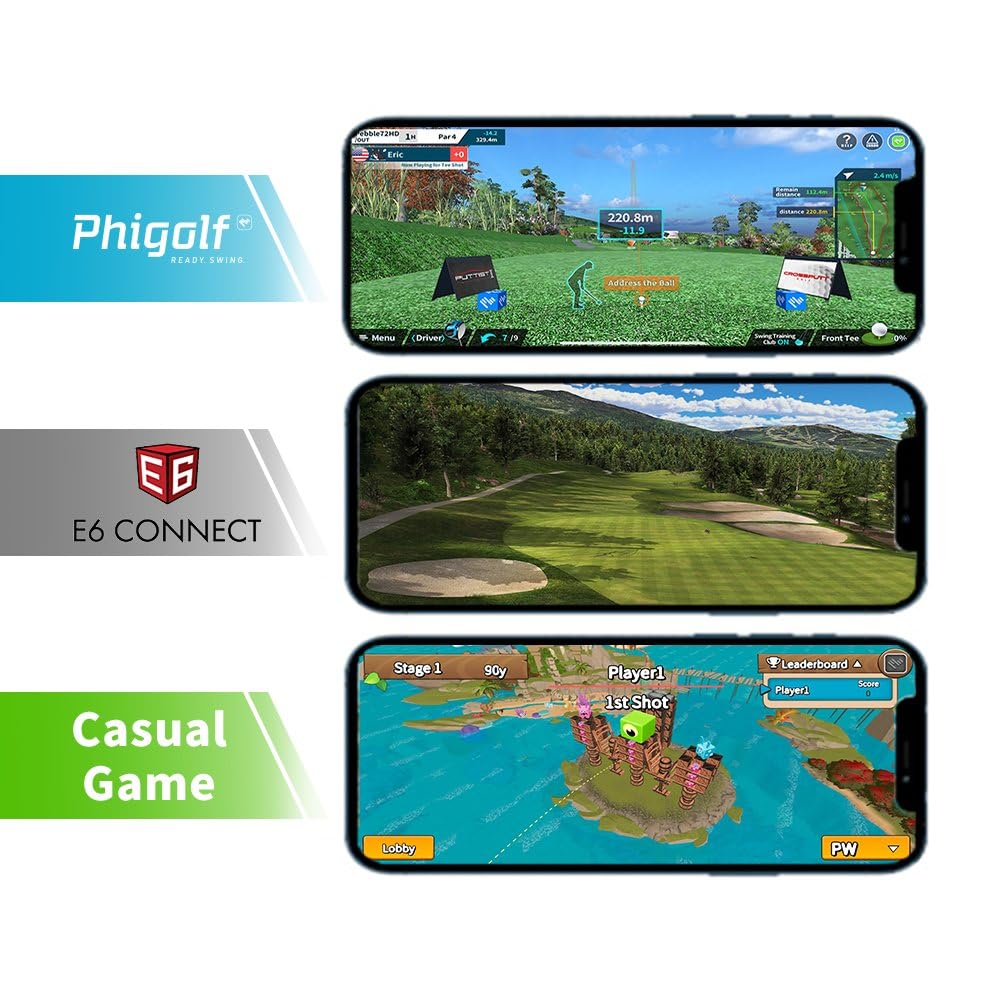 PHIGOLF Home Golf Simulator, Enjoy Adroid, iOS Connect Golfing with Smart Motion Sensor and Swing Stick for Indoor and Outdoor Fun