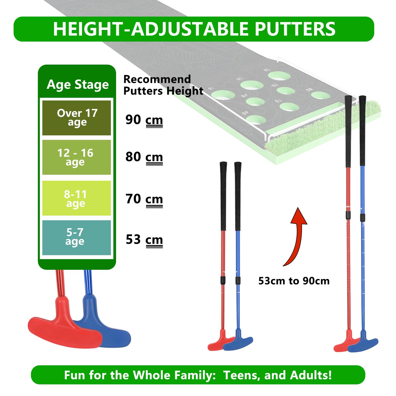 Golf Pong Game Set Golf Pong Putting Game Indoor Putting Green with 2 Adjustable Putter 8 Golf Ball and Carrying Bag for Indoors Pong Backyard