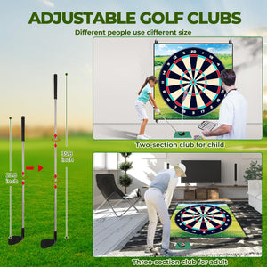 FINCOME Golf Chipping Game Mat Set,Dart Practice Hitting Mats Golf Game for Adults Indoor Outdoor,Backyard Play Equipment Stick Chip Game Golf Set with Sticky Balls and Darts