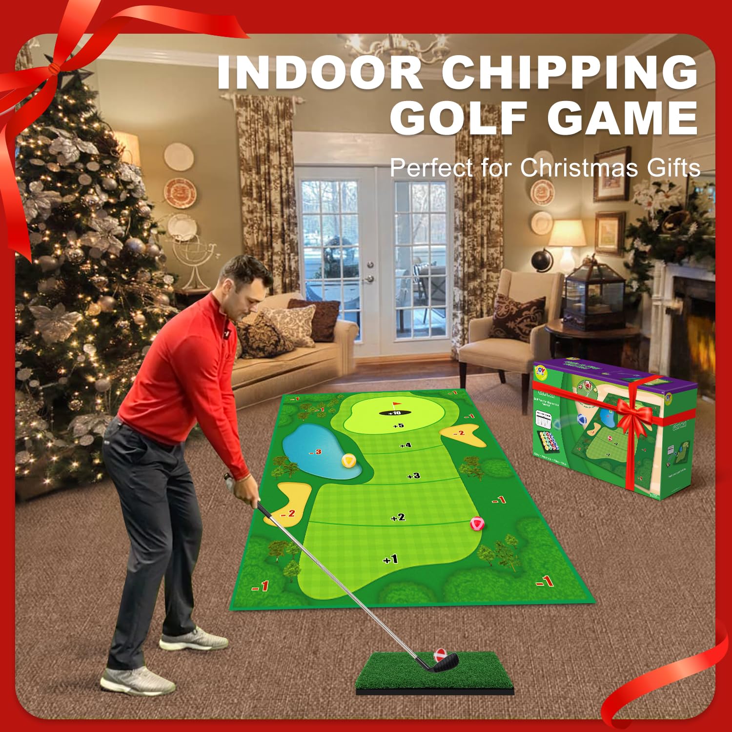 TOY Life Chipping Golf Practice Mats Golf Training Mat Indoor Outdoor Games for Adults Family Kids Outdoor Play Equipment Stick Chip Backyard Game (Copyrighted)(No Club Included)