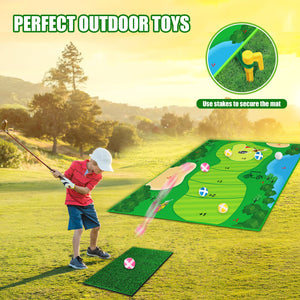 Velcro Chipping Golf Game Mat Golf Practice Mats Indoor Outdoor Games for Adults and Family Stick Chip Game Golf Set Kids Outdoor Play Equipment Backyard Games Outdoor Toys Gifts for Kids