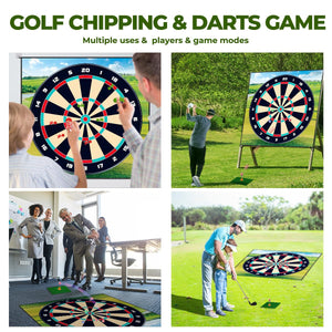 FINCOME Golf Chipping Game Mat Set,Dart Practice Hitting Mats Golf Game for Adults Indoor Outdoor,Backyard Play Equipment Stick Chip Game Golf Set with Sticky Balls and Darts