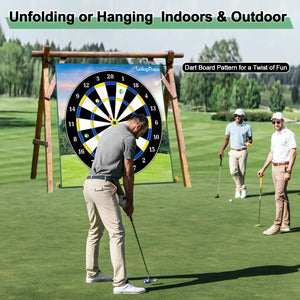 Golf Chipping Game Indoor Practice: 70"x70" 2-in-1 Golf Practice Mat and Dart Board Mat Combo with Golf Hitting Mat - Golf Training Mat Kit with 20 Sticky Ball - Golf Accessories for Family game