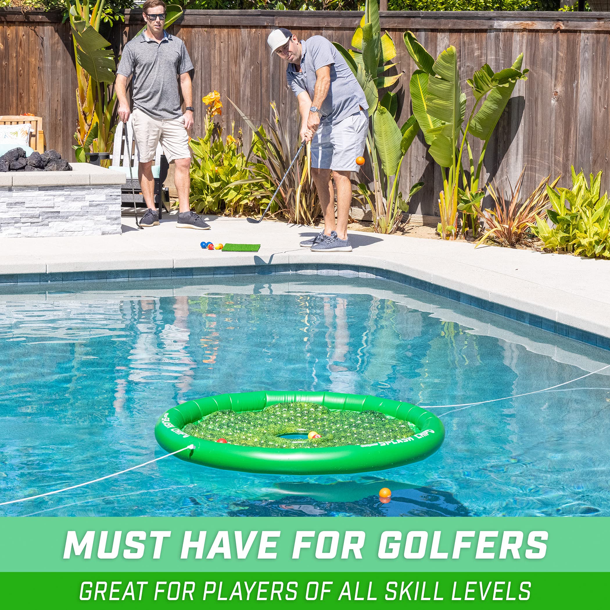 GoSports Splash Chip Floating Golf Game - Includes Chipping Target, 16 Foam Golf Balls, 1 Chipping Mat and Tethering Ropes